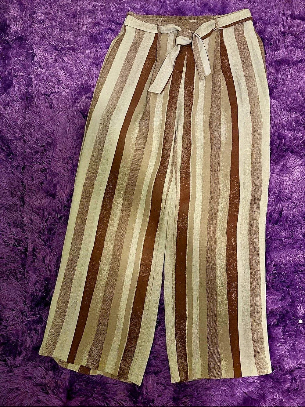 New York Clothing Company Striped Wide Leg Pants in Brown & Green Size PS